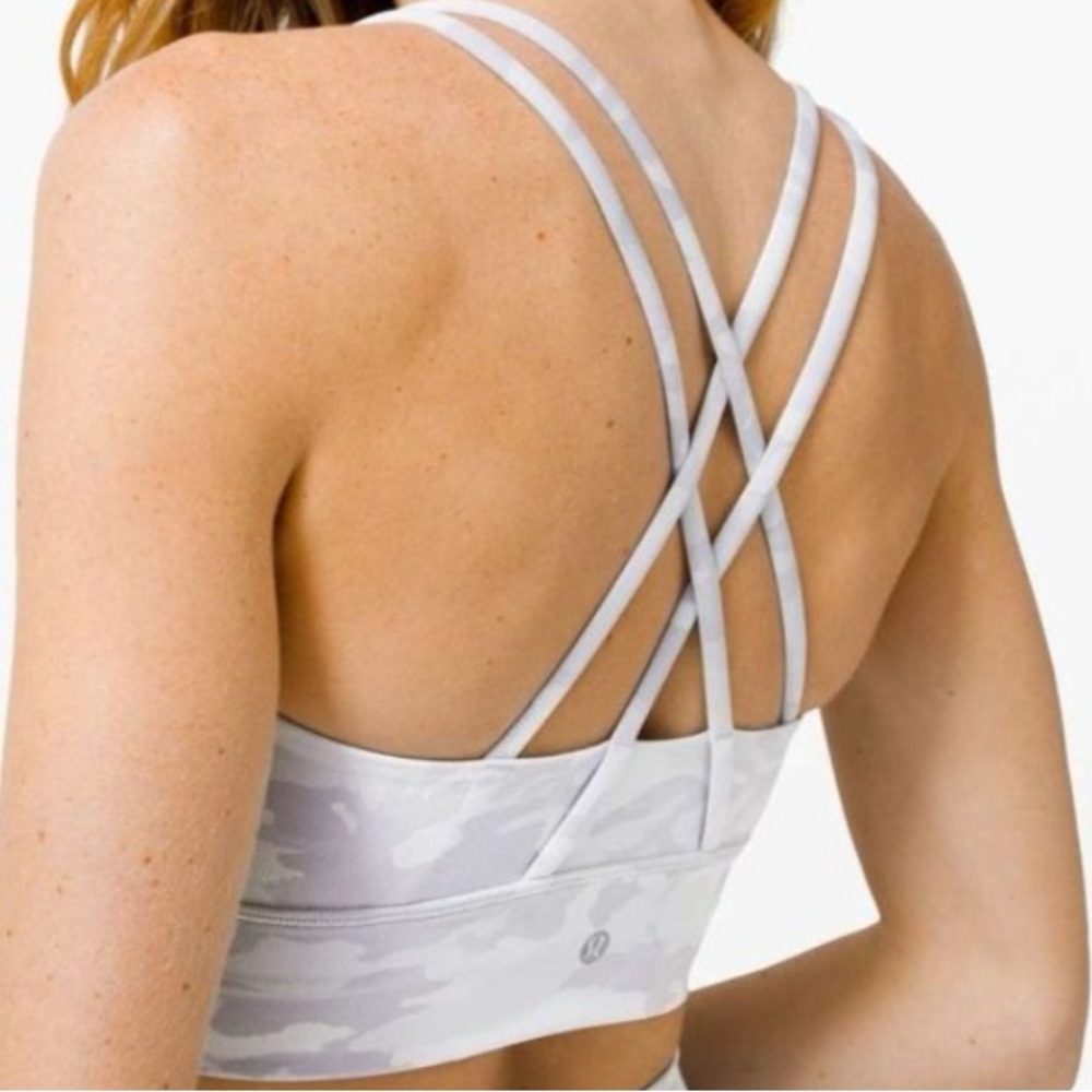 Lululemon Energy Bra Long Line Incognito Camo Alpine White/Grey Sz 10 - Picture 3 of 7